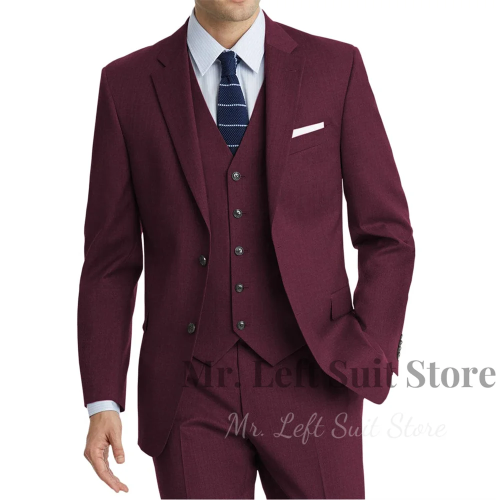 

Men's Suits 3 Pieces Notch Lapel Groom Slim Fit Wedding Prom Tuxedo Business Formal Suits Male (Blazer+Pants+Vest) Customizable