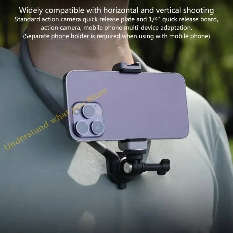 J60A Sports Camera Deck Selfies Suporte selfis pescoço dobrável Múltiplo pescoço ajustável para o esqui ao surf