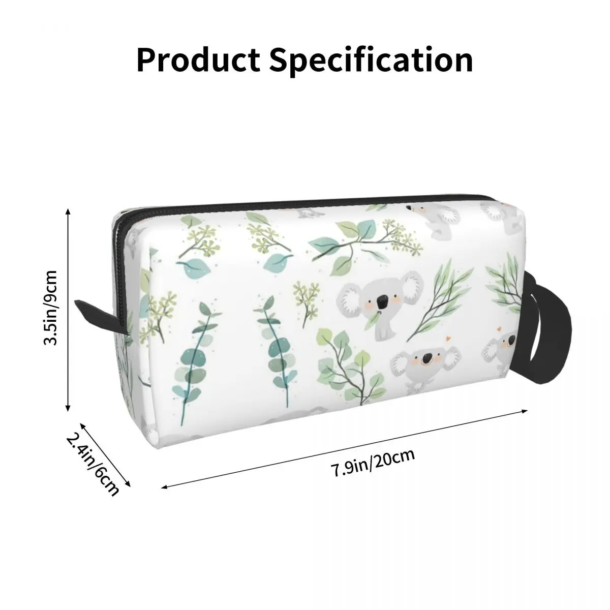 Koala And Eucalyptus Pattern Makeup Bag Cosmetic Organizer Storage Dopp Kit Toiletry Cosmetic Bag for Women Beauty Pencil Case