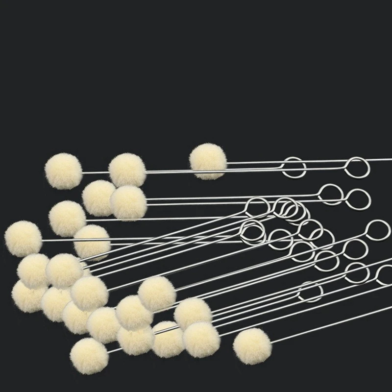 100Pcs Leather Carving Dyed Wool Ball Brush Handmade Leather Care Alcohol Dye Oily Dye Daubing Tool