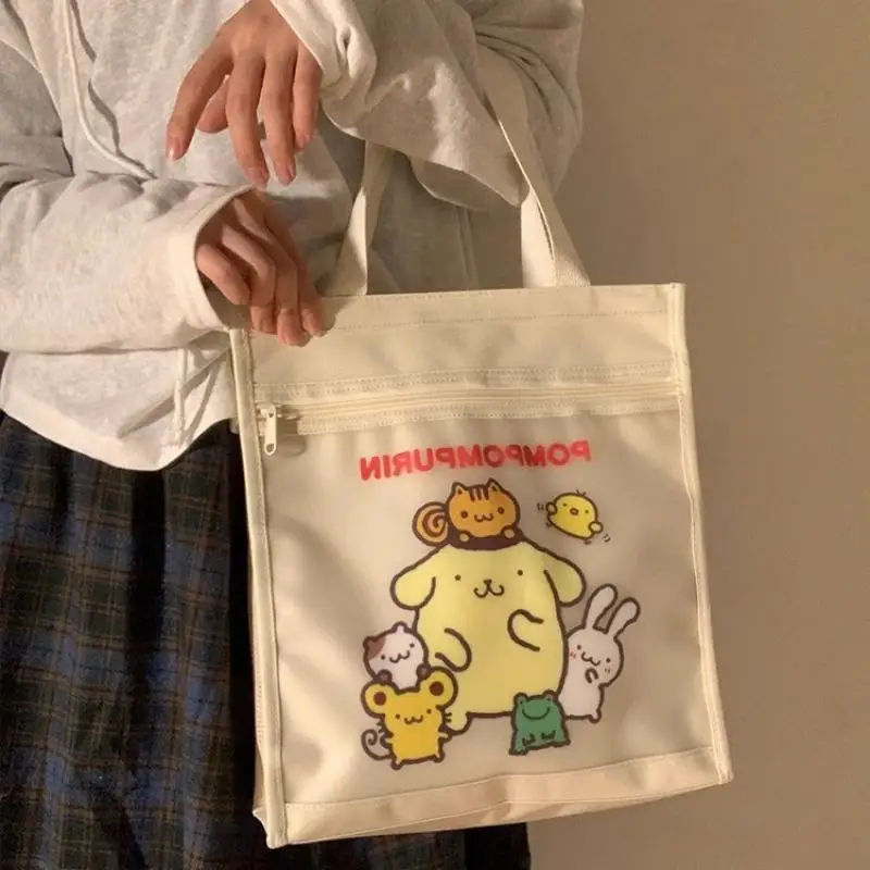 

Kuromi Girl Popular Book Storage Bag Cartoon Sanrio Hand-Held Storage Bag Portable Travel Anime Kawaii Sundries Shopping Bag