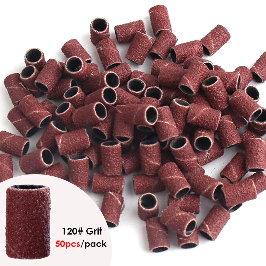 100/50pc Schleif Kappe Bands Für Elektrische Maniküre Maschine 180/120/80 Grit Nagel Bohrer Schleifen Bit Dateien pediküre Werkzeug Set BEND261