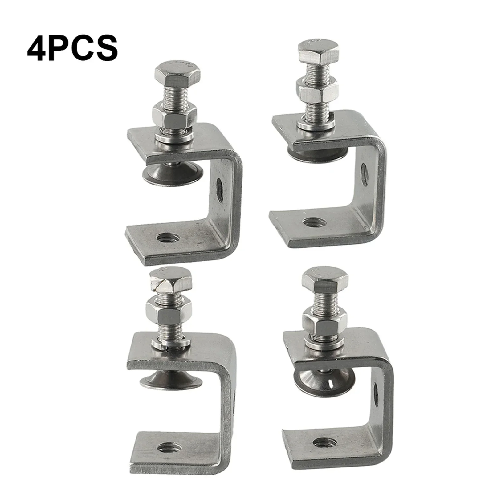 4X Stainless Steel C Clamps For Mounting U Clamps Small Desk Clamp C-type Rocker Carpentry DIY Metal Fixed Clip