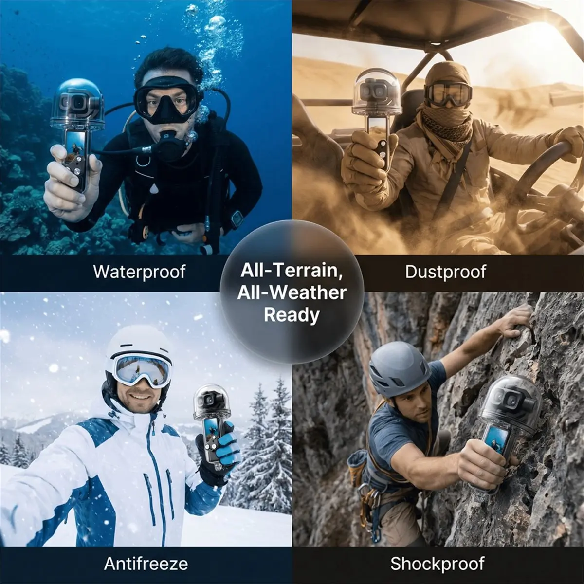 For Pocket4 Pro Waterproof Protective Case Diving Housing Thumb Camera Protective Shell with Diving Rod