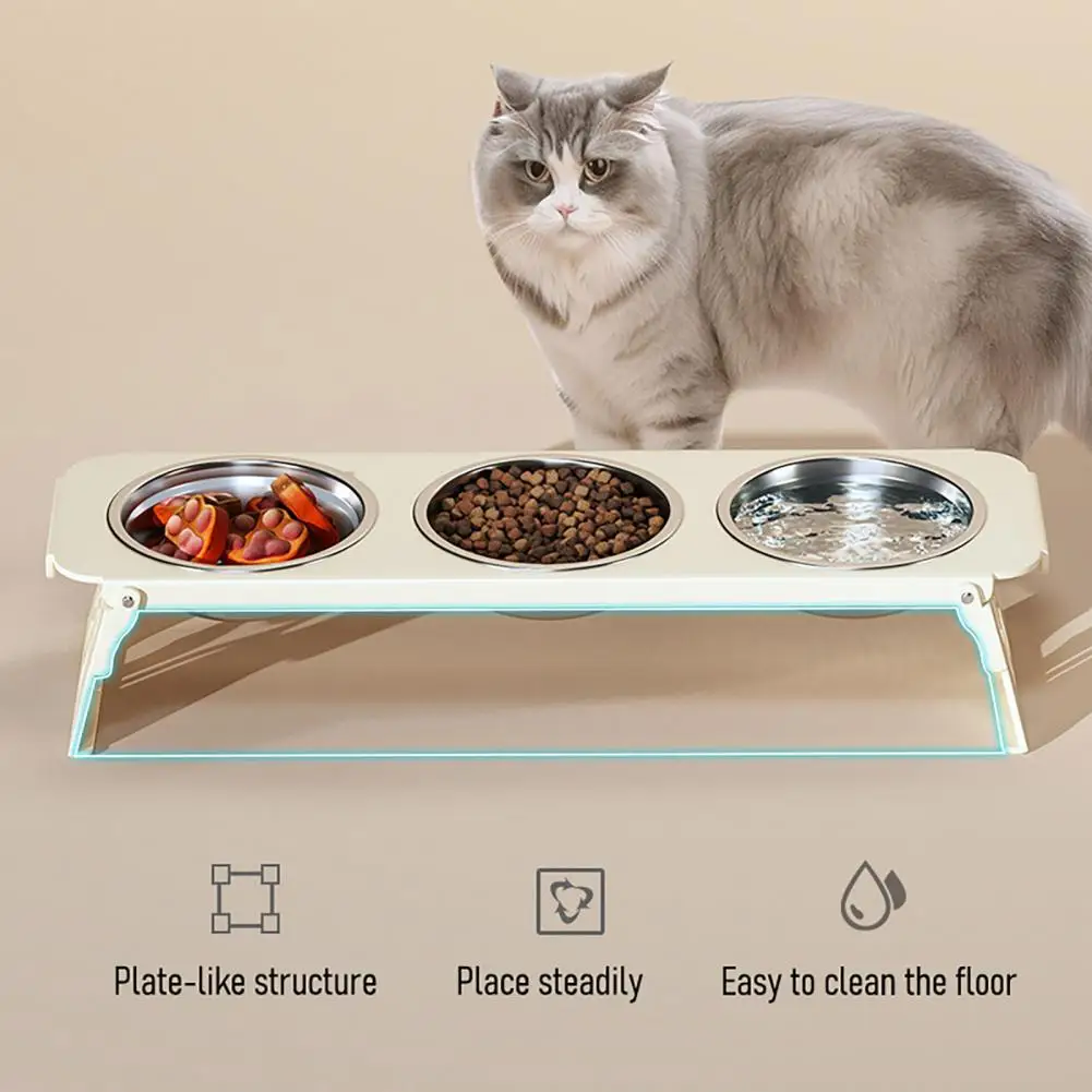 

Raised Dog Feeder Stainless Steel Pet Food Water Bowls Healthy Eating Drinking Posture For Small Medium Large Dogs Cats