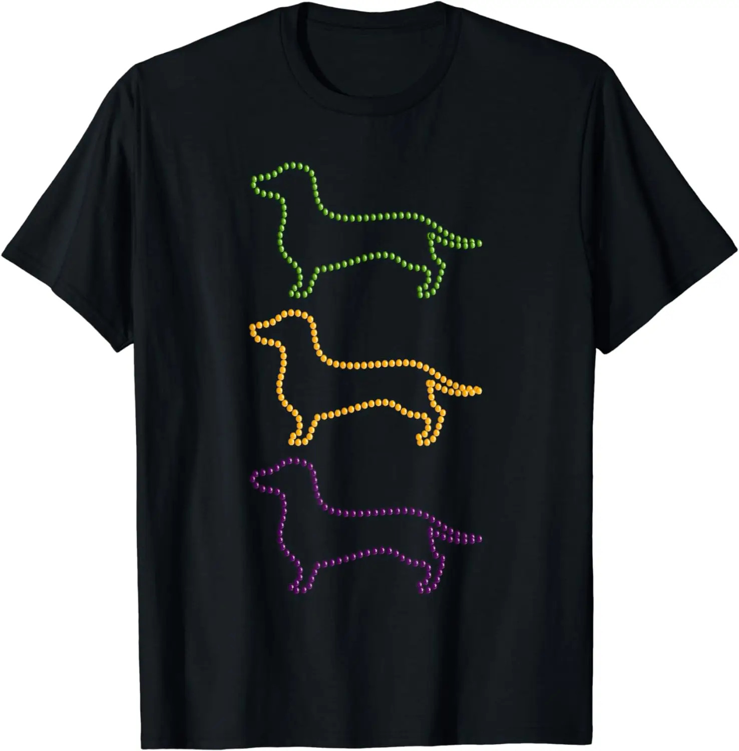 Dachshund Mardi Gras Beads, Wiener Dog Shirt, Weenie Dog T-Shirt Festival Wear Clothes  Women Clothing  Ropa Mujer