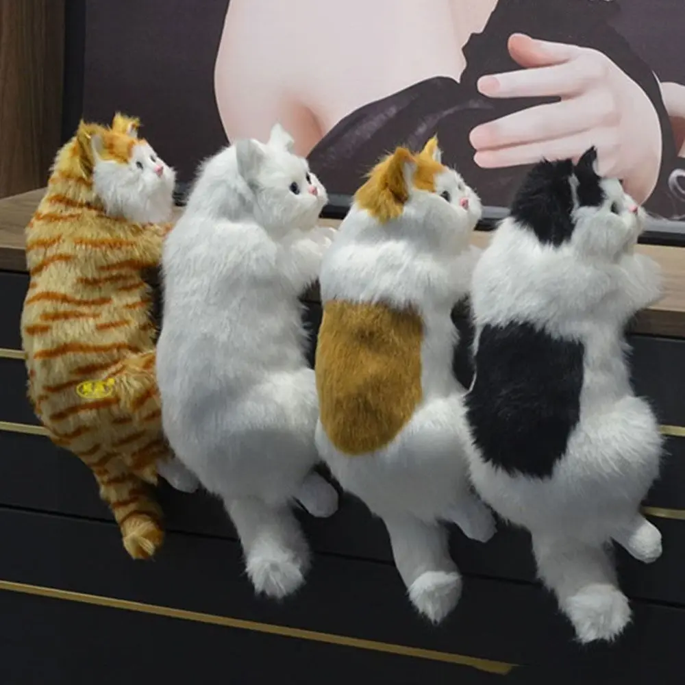 

Furry Simulation Cat Hanging Ornament Animal Figurines Realistic Fake Cat Model Cute Soft Stuffed Animals Sculptures