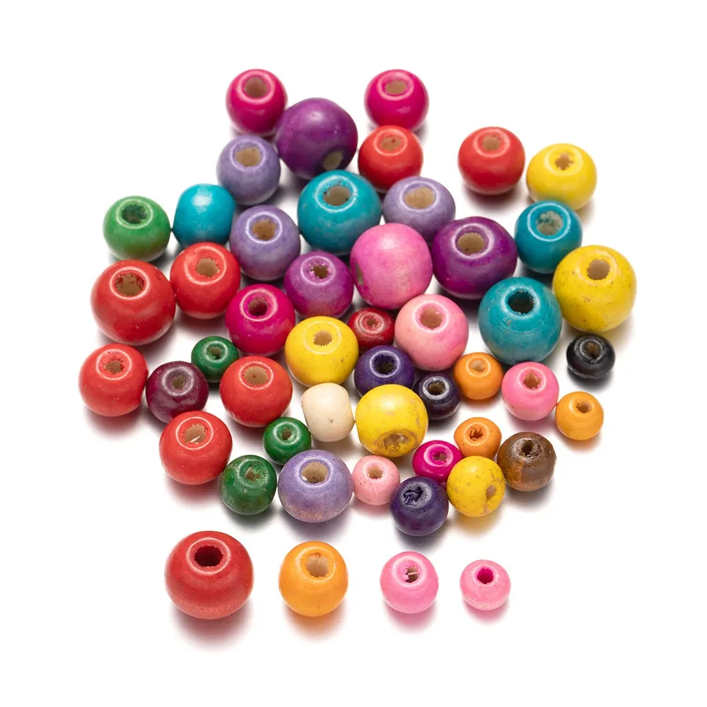 20/50/100/200Pcs Multicolor Mixed Round Natural Wood Spacer Beads DIY Jewelry Making Craft Necklace Bracelet Supplies Accessorie