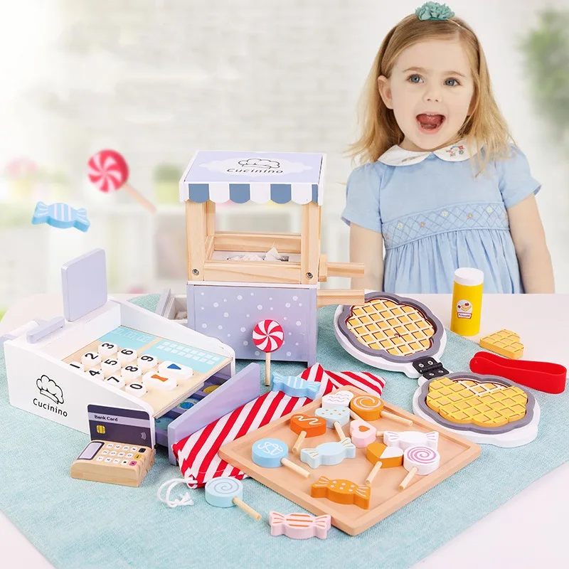 

Children's Simulation Dessert Set Puzzle Wooden Kids Sweet Cookies Pretend Play Early Education Enlightenment Candy Cognition