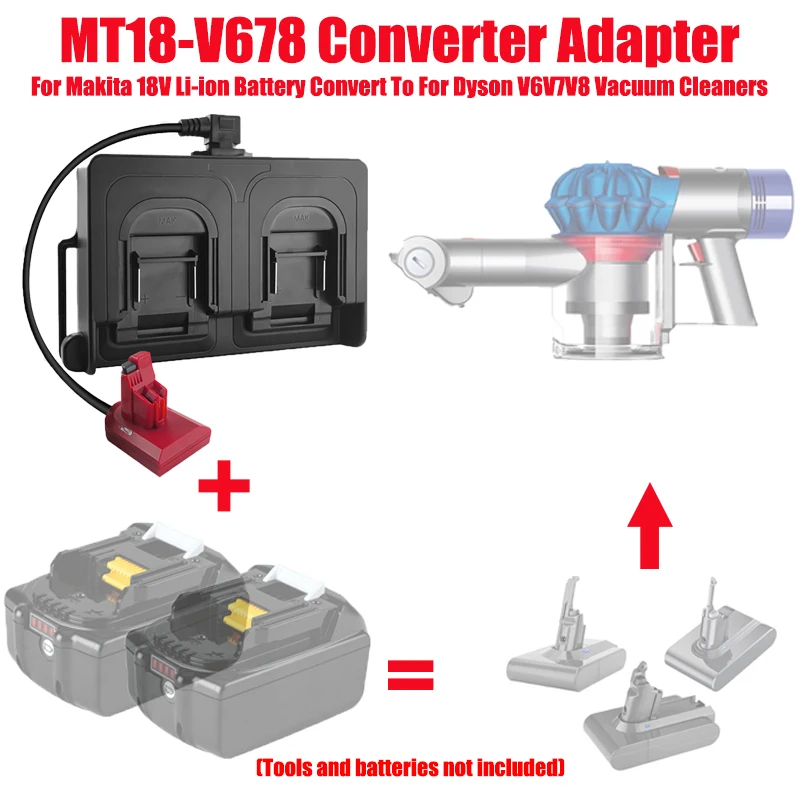 

Адаптер для двойного крепления на пояс аккумуляторов 18/20В Makita/DW/Milwaukee/Bosch, совместимый с пылесосами Dyson V6/V7/V8