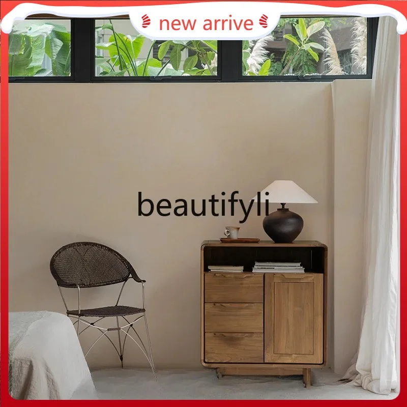 

D2520 Teak pure solid wood living room storage side drawer cabinet