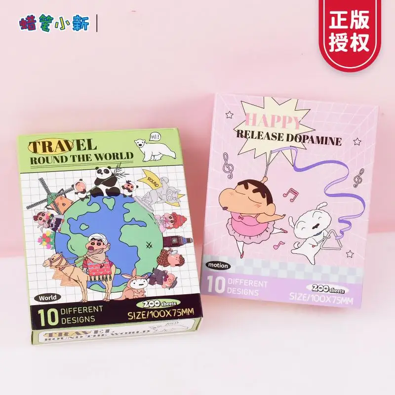 

200Pcs Kawaii Crayon Shin-Chan Message Paper Cartoon Ins Drawing Box Note High Appearance Handwritten Note Sticker Children Gift