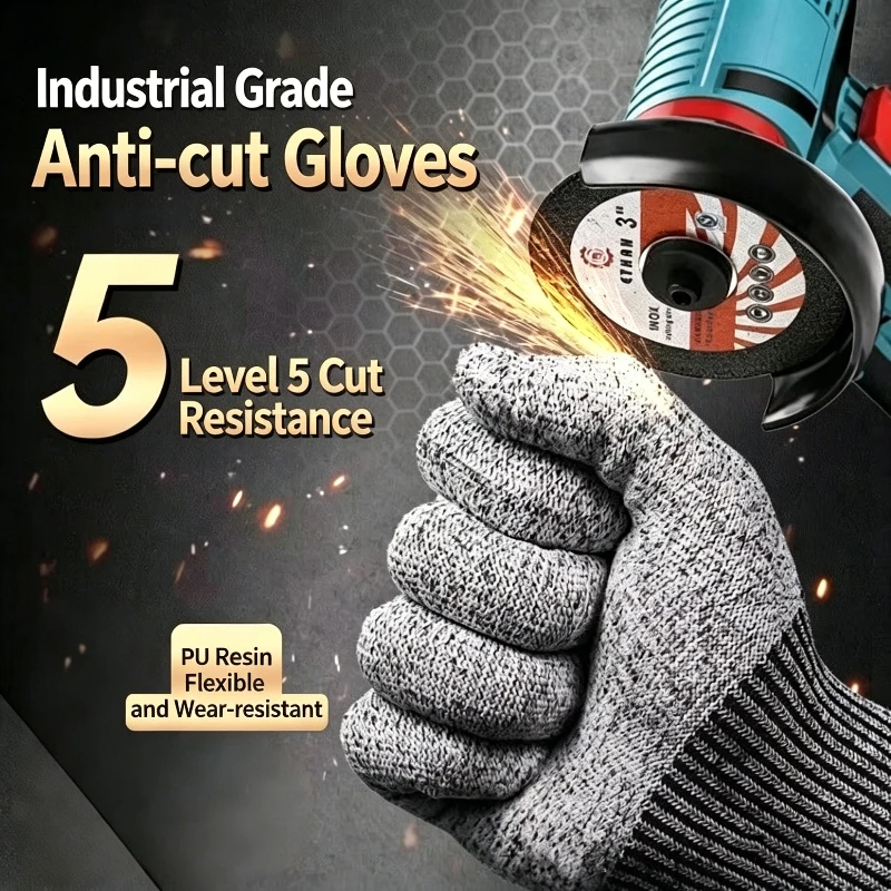 

Level 5 Cut Resistant Gloves Anti Stab Abrasion Resistant Safety Work Gloves For Angle Grinder Carpentry Construction Site Labor