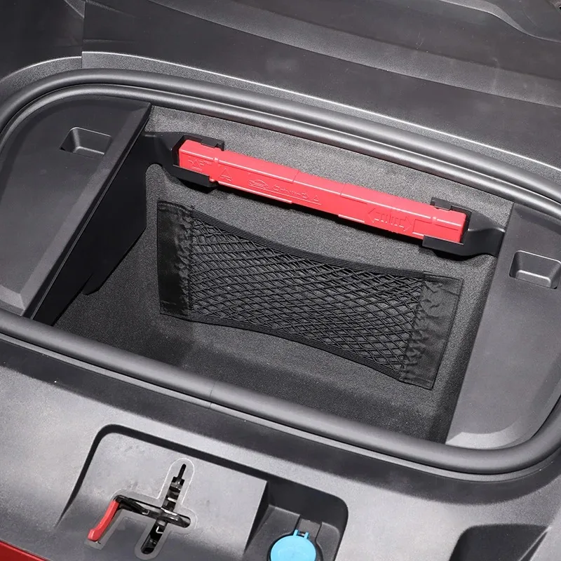 

For Porsche Taycan 2019-2024 Polyester Black Car Trunk Both Sides Storage Mesh Bag Cargo Storage Net Car Accessories