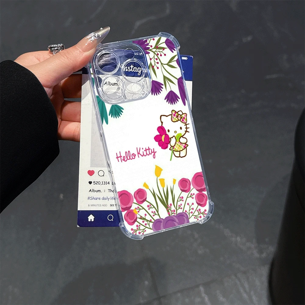 Przezroczyste etui na telefon Sanrio do iPhone 15 Pro Max, iPhone 16/15/14/13/12/11/x/xs/xs Max, miękkie etui na telefon dla kobiet, Hellokitty Fashion