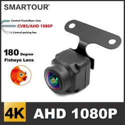 SMARTOUR 4K RCA HD 1920x1080 P 180 Derece Balıkgözü Cam Lens Gece Görüş Araç Geri Dikiz AHD park kamerası