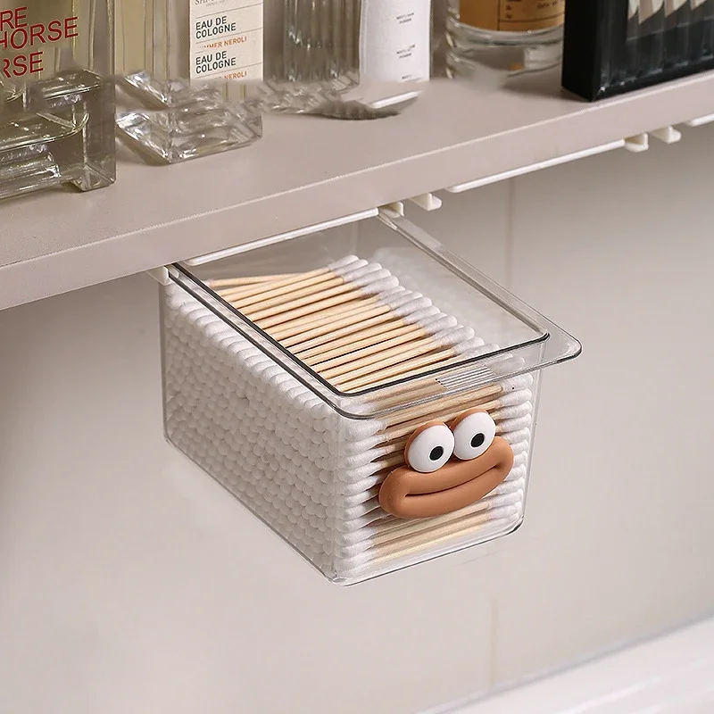 الحمام الشفاف القطن عصا ماكياج القطن الحمام سحب التدريجي درج تخزين نمط صندوق تخزين تحت خزانة المرآة #3