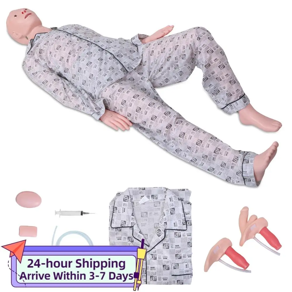 

Nursing Patient Care Manikin Male-Female 5.2ft Life Size with 3 Muscle Module & Hospital Gown & Urinary for Teaching