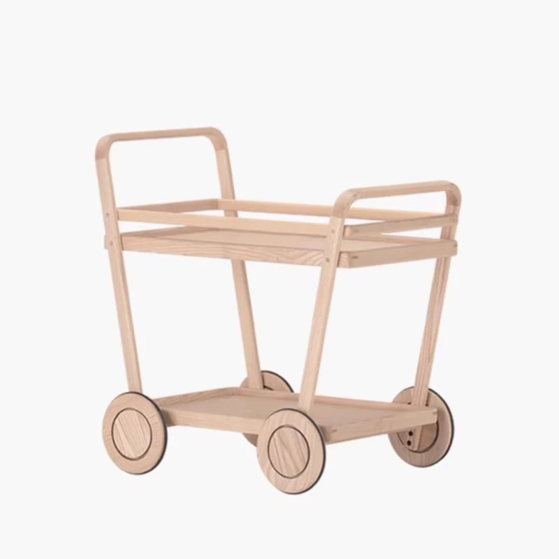 

Hutong cart, solid wood coffee table, movable food preparation cart, kitchen storage rack with wheels