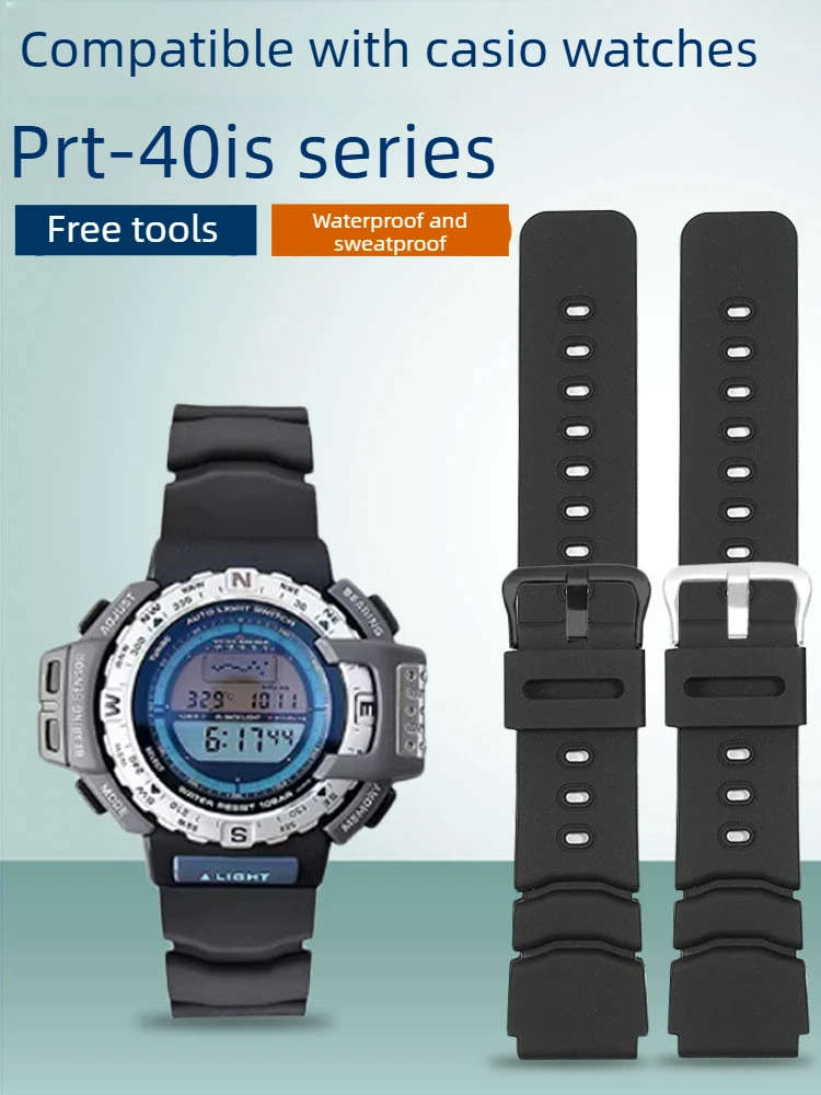 Adecuado para Casio PRO-TERK Mountaineering Series PRT-40IS, edición limitada, correa de reloj de silicona y caucho resistente al agua para hombre