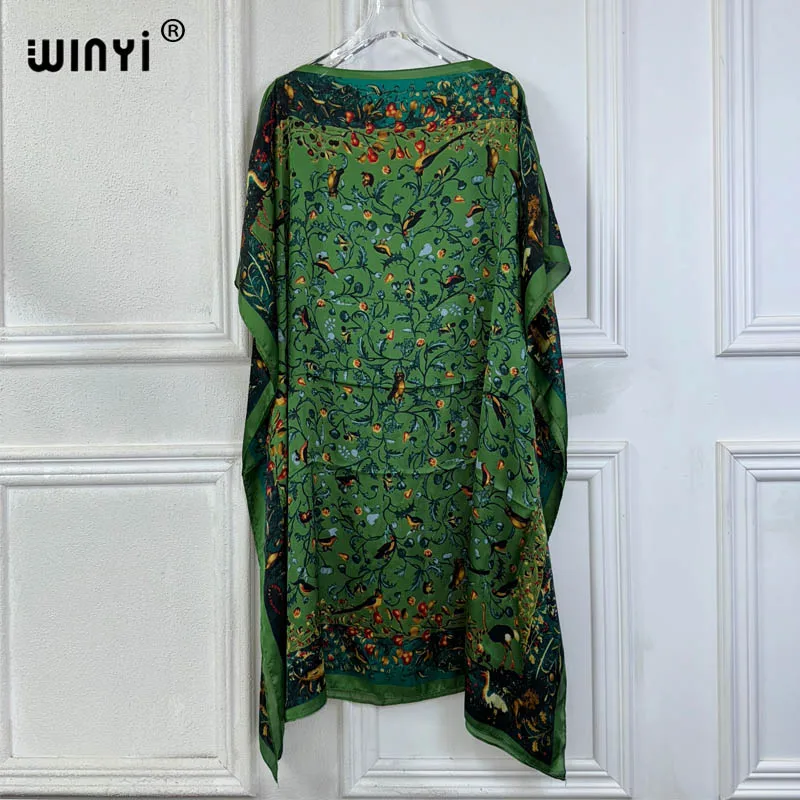 WINYI summer dresses sexy african women free size dress boho print beach wear party dresses Femme kaftan Muslim beach cover ups