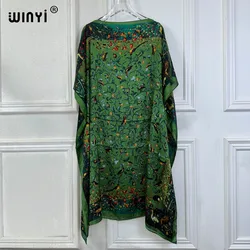 Letnie sukienki WINYI seksowne afrykańskie kobiety w rozmiarze free dress boho print plażowe sukienki imprezowe Femme kaftan muzułmańskie okrycie plażowe ups