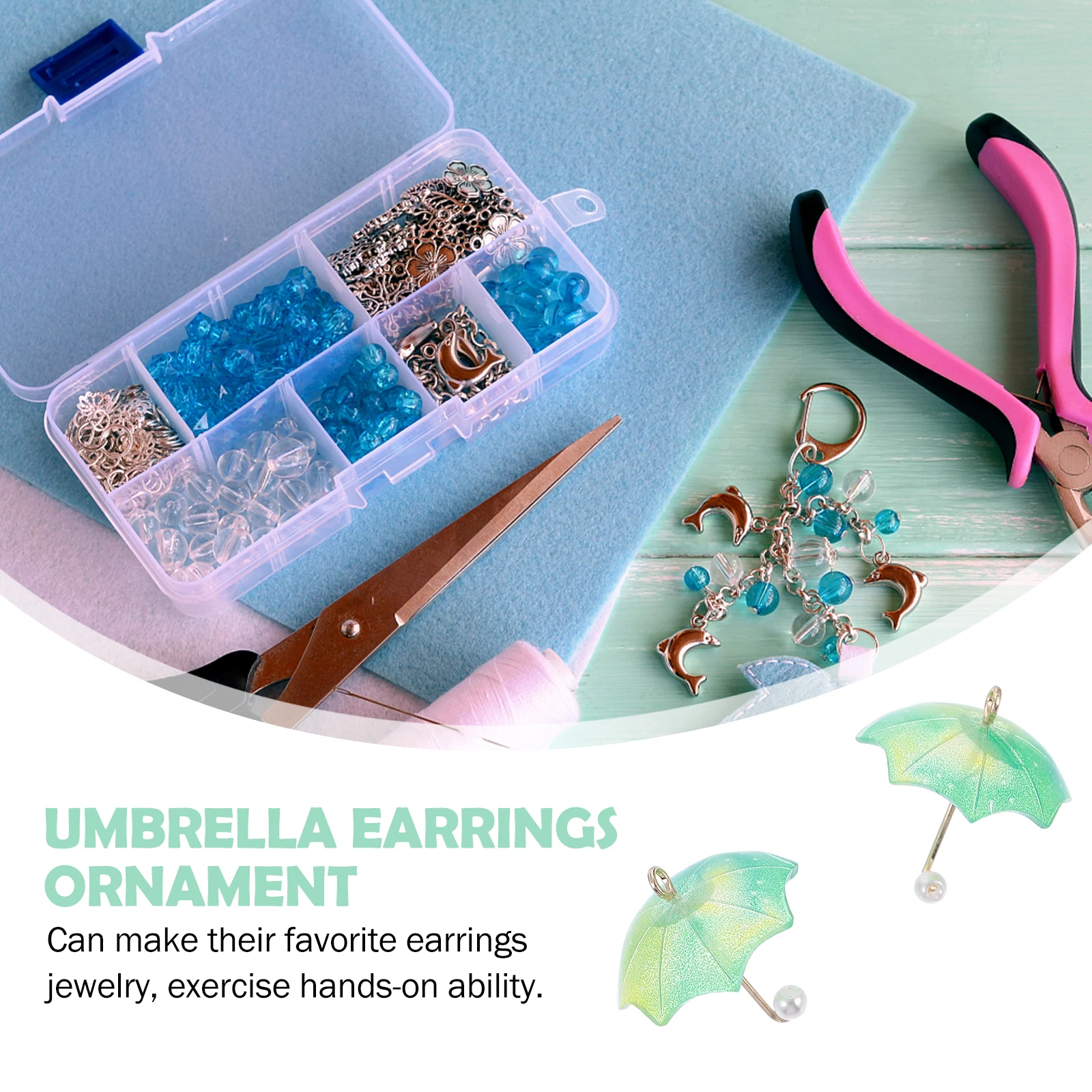 

4Pcs Mini Umbrella Earrings Accessories Acrylic Beaded Jewelry Craft Supplies Female Decor DIY Pendant Making Materials