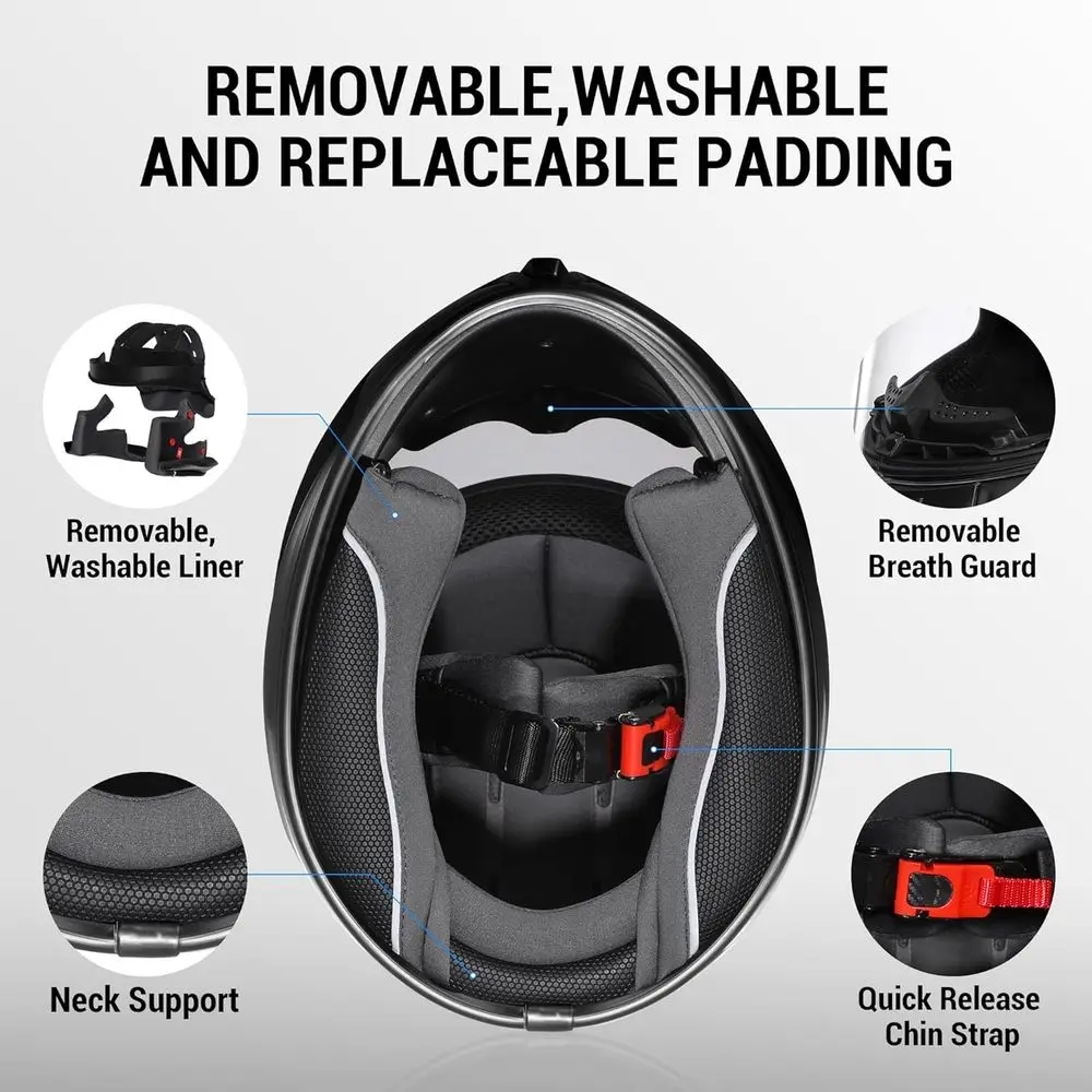 Youth Motorcycle Helmets Full Face Lightweight with Dual Visors, DOT Certified