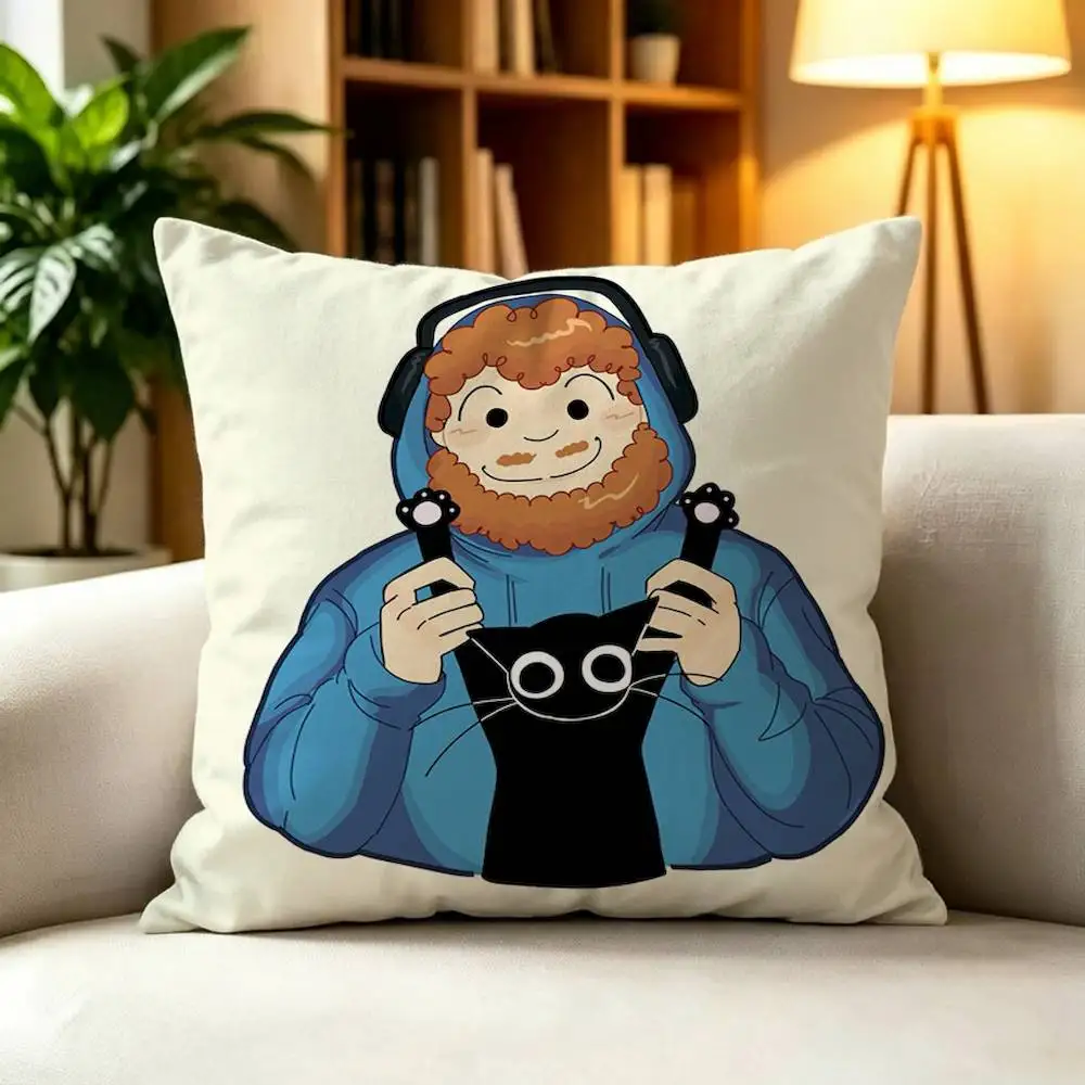 For CaseOh Gamer Cat  Square Pillow Case Multi Sizes For Car Home Bedroom Decor Custom Valentine Gifts