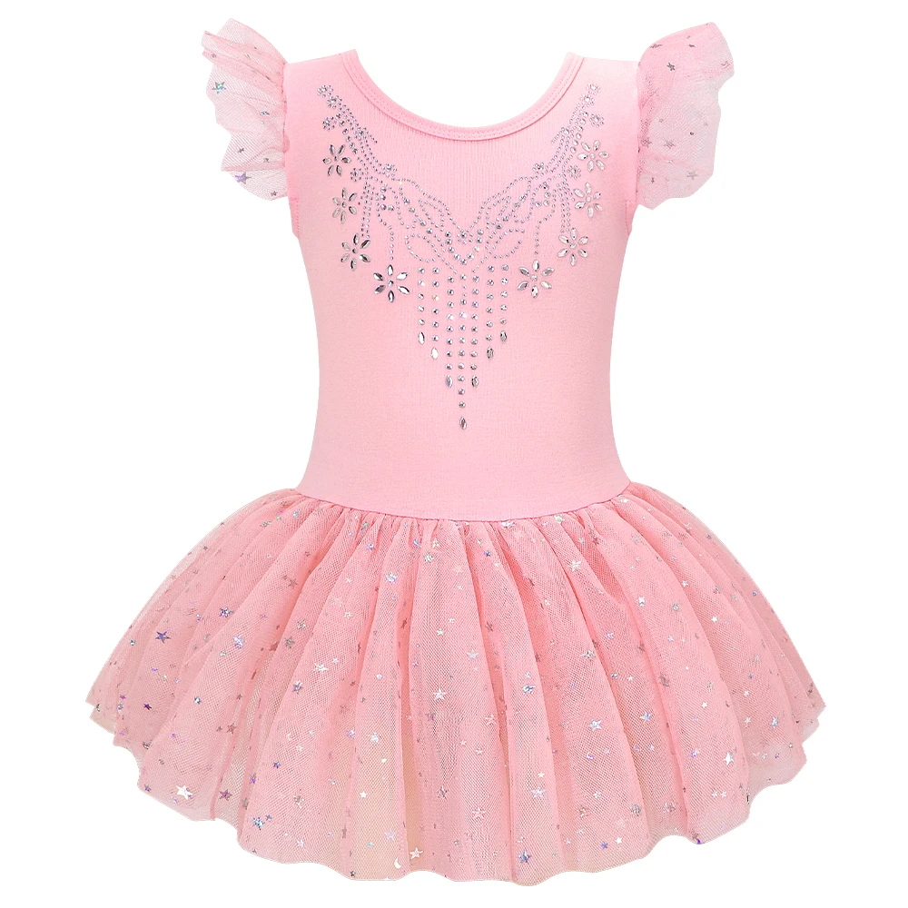 Trykoty do tańca dla dziewcząt, błyszczące stroje z spódniczką tutu, strój gimnastyczny, sukienka, odzież baletowa, kostium na występy sceniczne