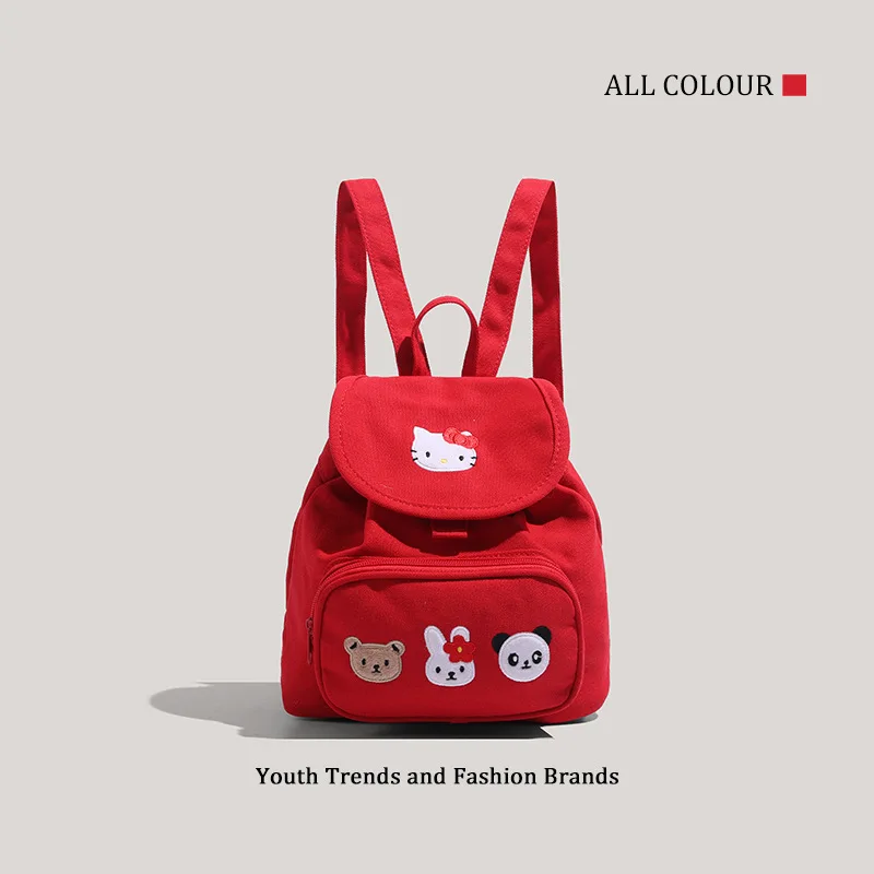 

anime Hello Kitty Backpack girl decorate New Campus school bag student Portable Canvas bag Large capacity Accessories Gift