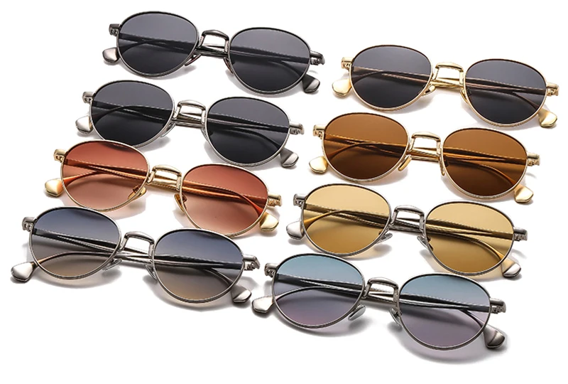 SHAUNA Retro Metall Runde Punk Männer Sonnenbrille Shades UV400 Mode Trend Gradienten Frauen Sonnenbrille – Detail 3