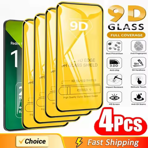 4Pcs 9D Tempered Glass for Xiaomi 13T 12T 10T 14T 11T Poco X3 F3 M4 M3 M5 F5 Pro Screen Protector for Redmi Note 13 12 11 10 Pro