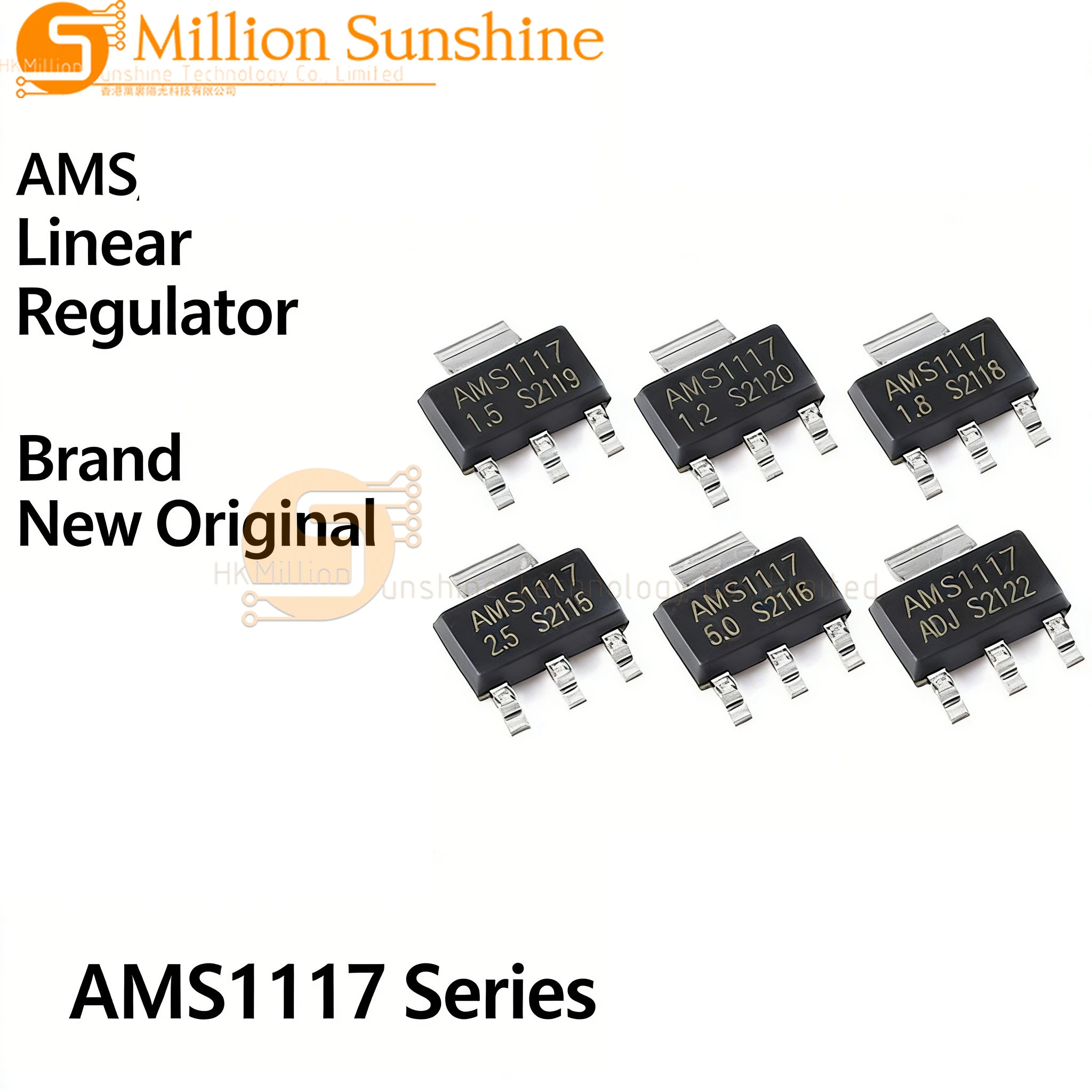 100pcs AMS1117-ADJ AMS1117-5.0V AMS1117-3.3V AMS1117-2.5V AMS1117-1.2V LDO Voltage Regulator SOT-223 SOT-89 SOT-252