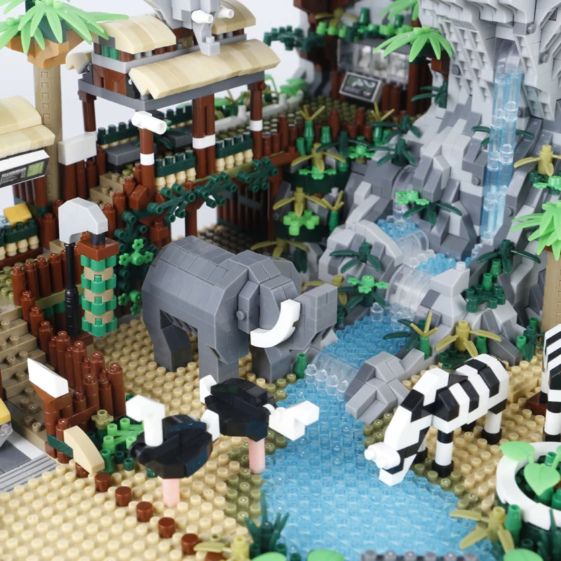 OUZEY 4800+ PCS Desert Zoo Building Blocks, MOC Animals Park Model Bricks Set, Creative DIY Gift for Adults and Kids