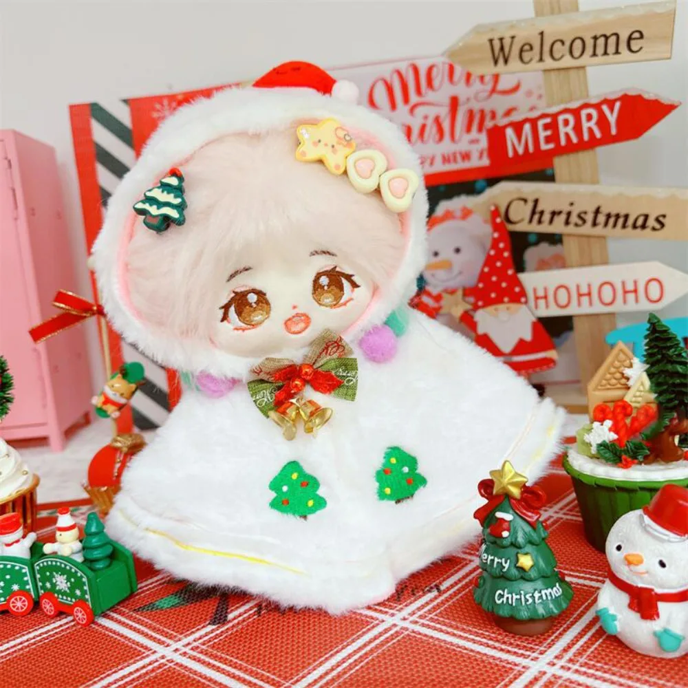 Scialle di Natale 20CM Vestiti per bambole in cotone Pupazzo di neve Mantello di peluche Vestiti per bambole di pezza Vestito di ricambio Giocattoli di peluche Vestiti