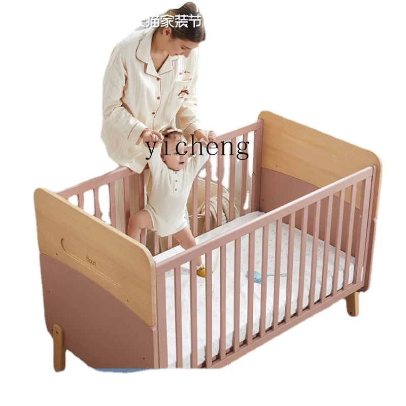 YY Solid Wood Crib Widened Bed Multifunctional Children's Bed Baby Cradle Bed