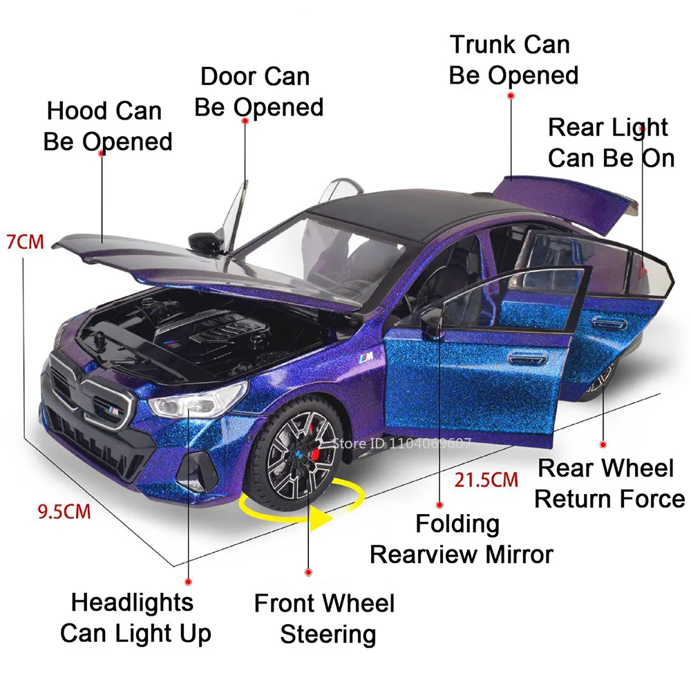 1:24 I5M60 Modello in miniatura di auto giocattoli pressofuso in lega suono luce 6 porte aperte tirare indietro assorbimento degli urti veicolo giocattoli regali per bambini
