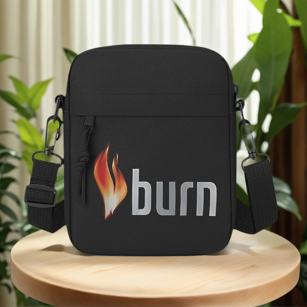 Flame symbol burn word design modern Men Crossbody Bag Single Shoulder Women Cartoon Anime Film Printing Design Unisex