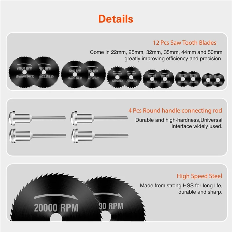 

A43F-Drill Saw Blades For Rotary Tool 12Pcs Manganese Steel Saw Disc Wheel Cutting Blades For Wood Plastic Aluminum Cutting