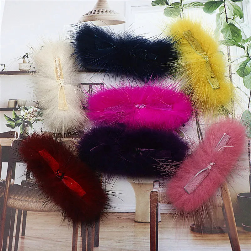 3*7cm Imitation Mink Pompon Bowknot Sewing Shoes and Hats Fur Patch DIY Bowknot Hair Accessories Materials Crafts 5/10 Pieces