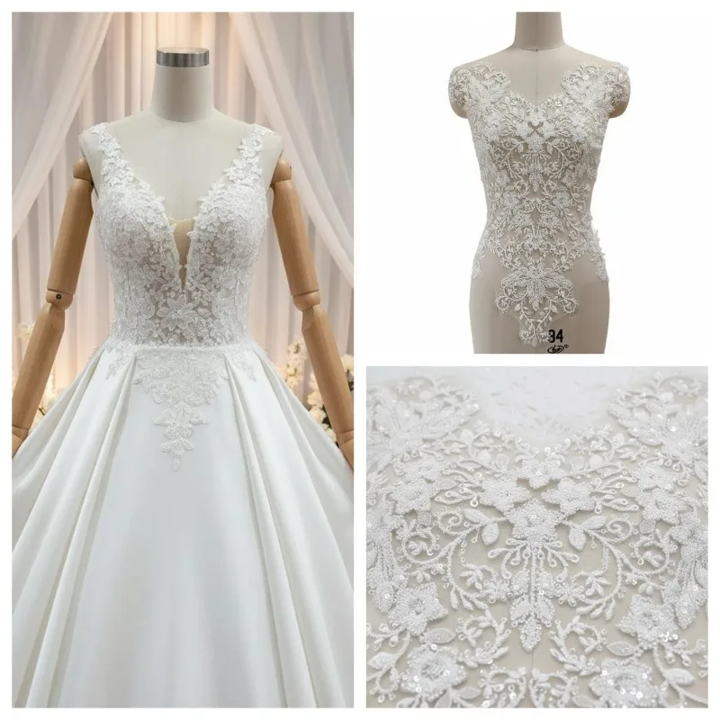 

1-2 Pieces, New Exquisite Luxury Decal Embroidery Lace Decoration Wedding Dress Fabric DIY Handmade Materials Accessories