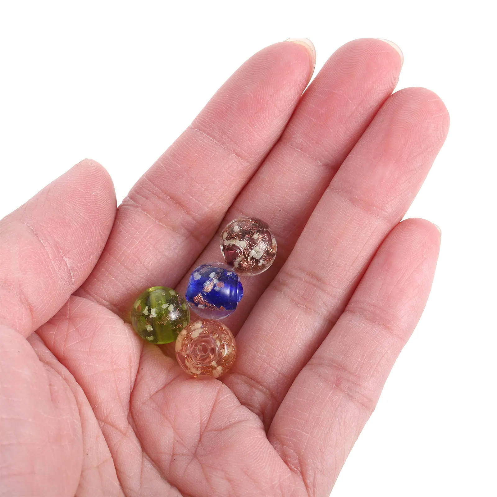 20Pcs 10mm Night Light Glass Beads DIY Craft Making Mixed Colors Smooth Surface Bright Colors Well Packed Beads