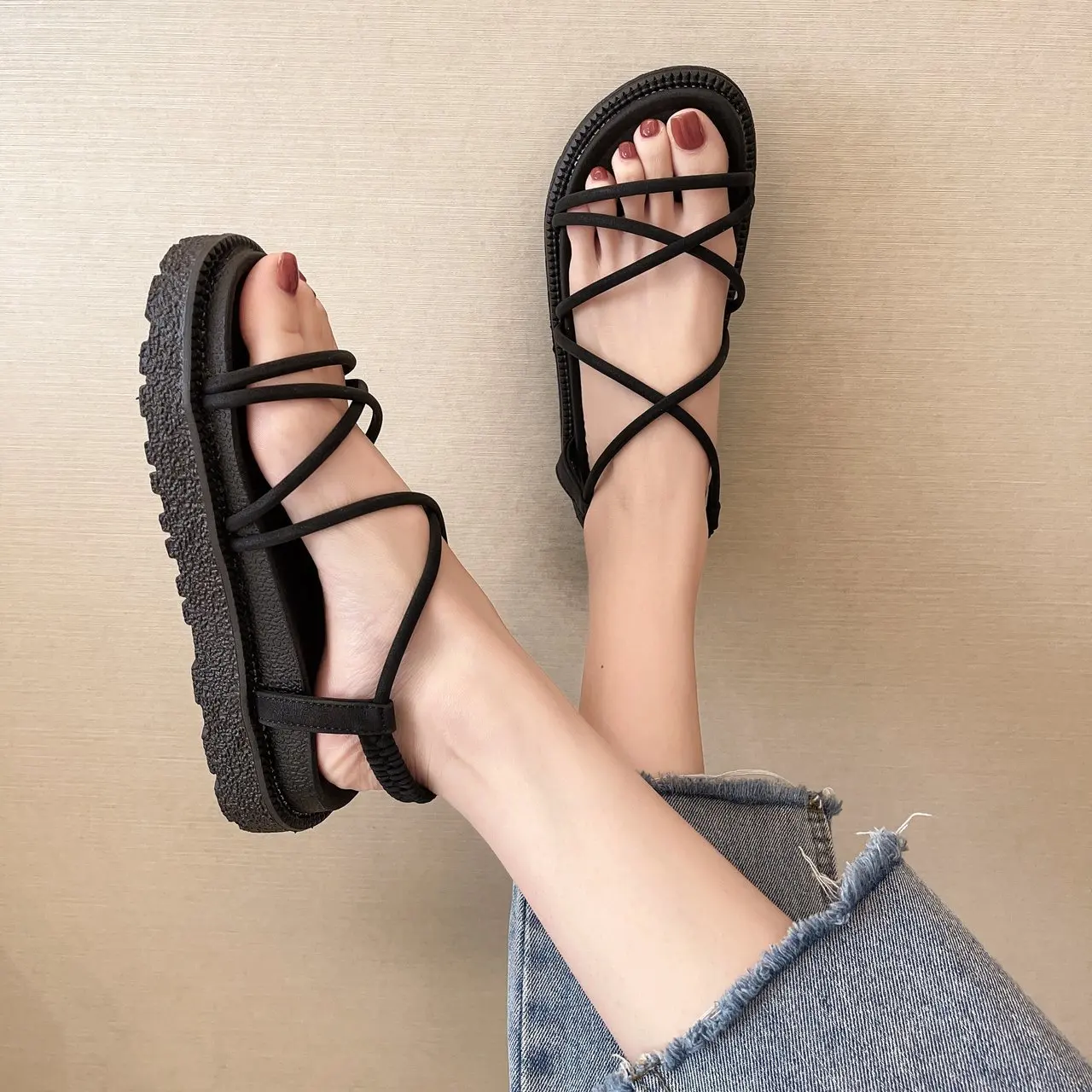 Women Sandals Fashion 2022 New Summer Design Open Toe Casual Shoes Platform Wedges Heel Ladies Ankle Strap Gladiator Sandalias