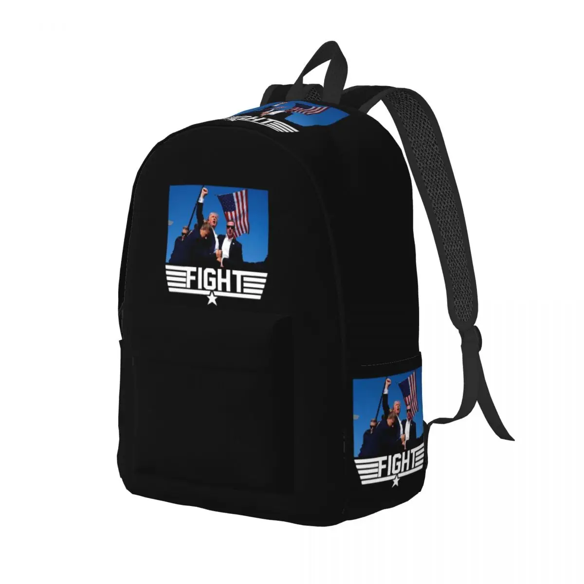 2024 Trump Fight For America Backpack for Men Women Fashion School Work Daypack Trump Shot Meme College Shoulder Bag with Pocket