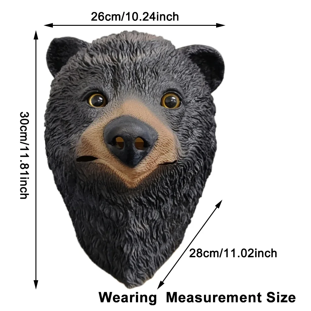Realistic Bear Head Mask Halloween Cosplay Horror Grizzly Bear Mask Party Accessory Stage Performance Funny Animal Head Cover 6