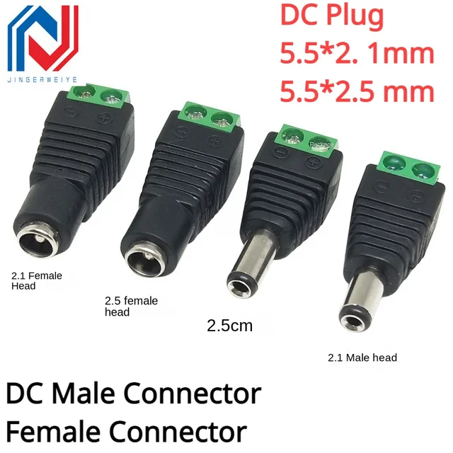 5 szt. Wtyczka DC bez spawania 5.5*2. 1MM złącze żeńskie 5.5*2.5 DC złącze żeńskie wtyczka zasilania kamera monitorująca