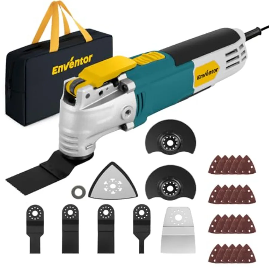 

Multi Tool Saw, 2.5Amp Electric Oscillating Tool Kit Corded with 28pcs Saw Accories, 6 Variable Speeds, 3° Oscillating Angle Os