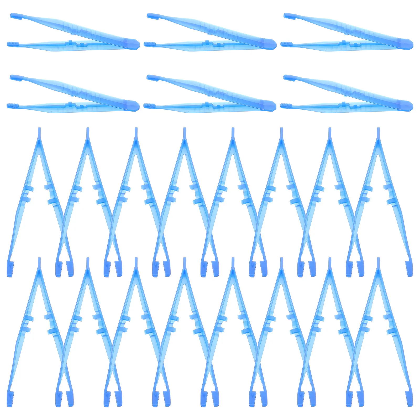 100 Pcs Blue Tweezers Small Plastic Disposable Beads Medical Arts Crafts Fuse Tools Jewelry Making Accessories