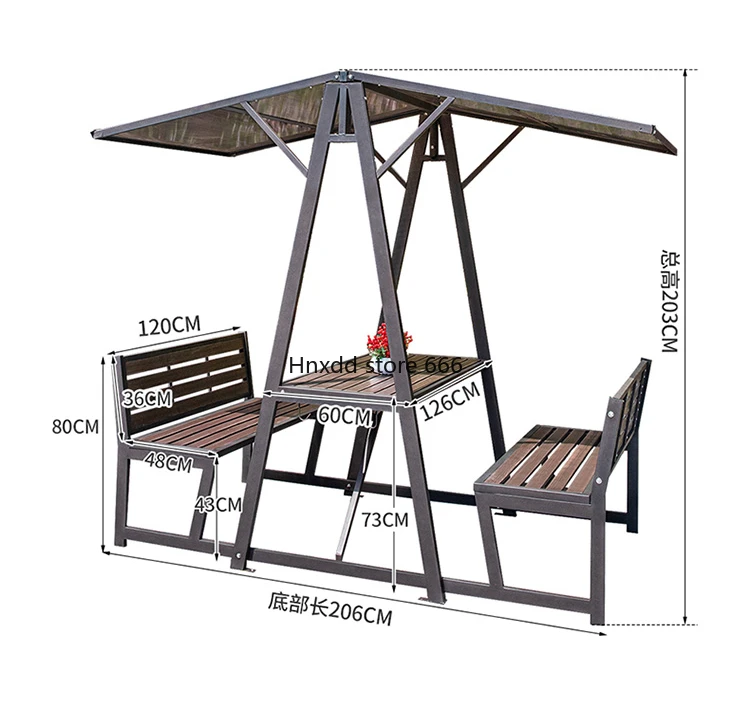 Balcony awning outdoor outdoor leisure agritainment one-piece table and chairs